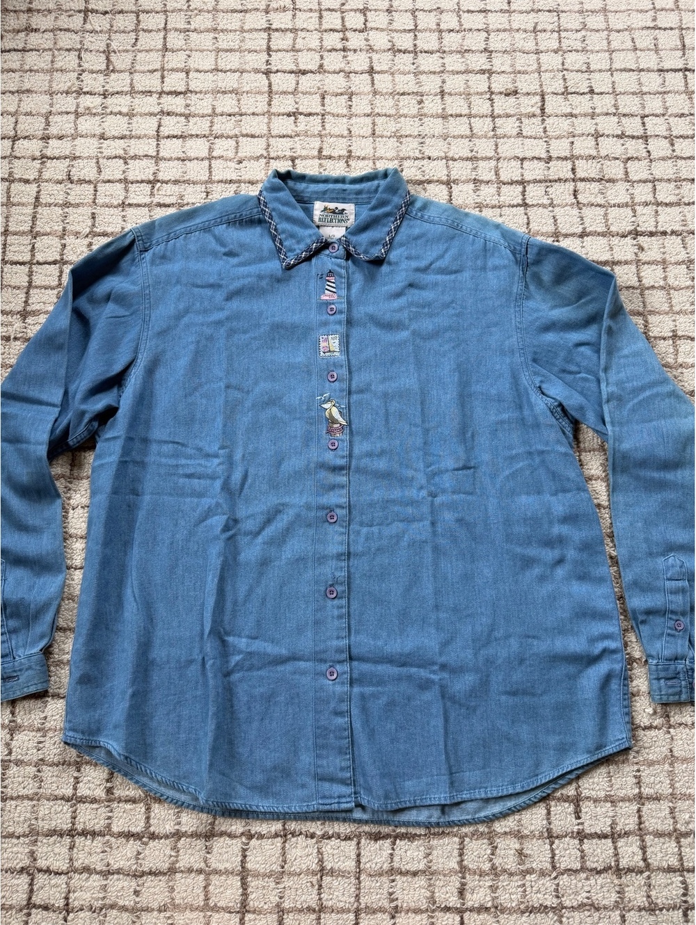 Women’s northern reflections denim shirt coastal nautical grandma granny core